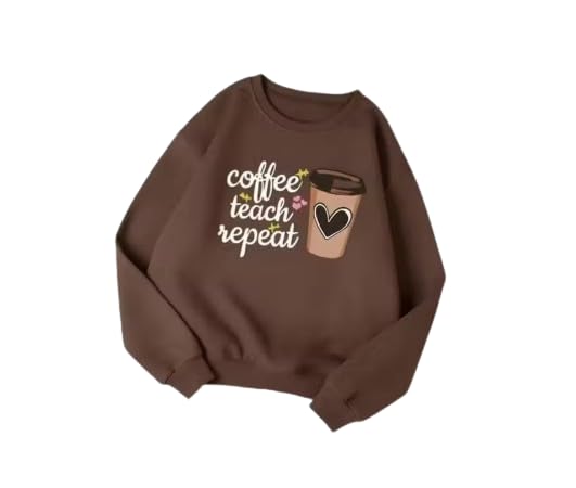 Coffee Teach Repeat Graphic Sweatshirt, Brown-picture-11