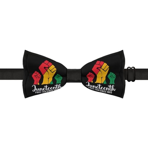 GoasNei Happy Juneteenth Day Freedom 1865 Bow Tie for Men Adjustable Necktie Funny Tie Neck Ties for Weddings Party
