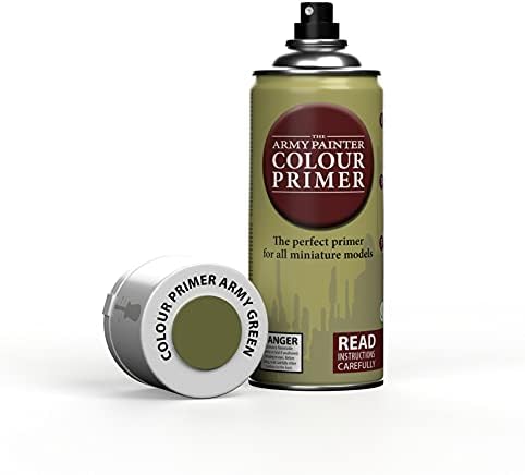 The Army Painter Color Primer Spray Paint, Army Green, 400ml, 13.5oz - Acrylic Spray Undercoat for Miniature Painting - Spray Primer for Plastic Miniatures