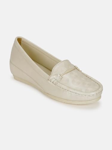 Image of Marc Loire Women Comfortable Textured Wedge Loafer Shoes Casual & Formal Footwear