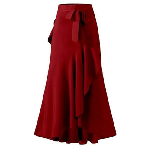 Jupes longues en dentelle bordeaux confortables et fluides taille 3XL