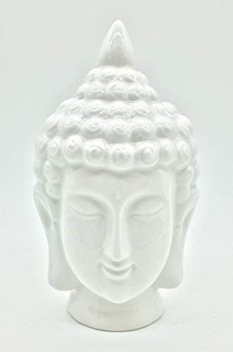 Ficiti White Ceramic Buddha Head Statue - Zen Home Decor For Meditation And Relaxation - Perfect For Yoga Studios, Spa Rooms, And Living Spaces - 7.5 Inch #TOP1