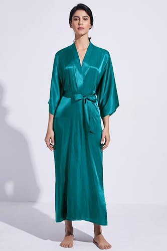 Image of PRODESIGN Satin Kimono Robe Women Long Silky Kimono Bathrobe Sleepwear Wedding Bridesmaid Robe