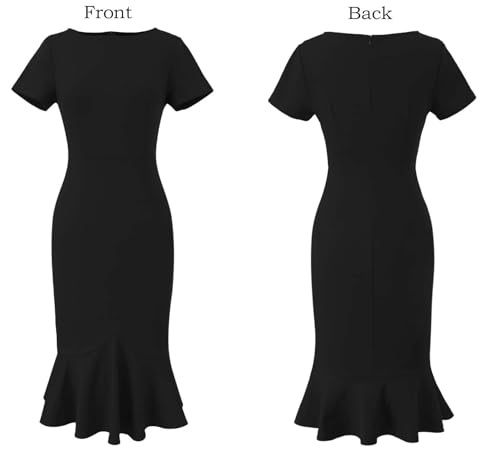 Image of VFSHOW Womens Elegant Vintage Cocktail Party Mermaid Bodycon Midi Mid-Calf Dress