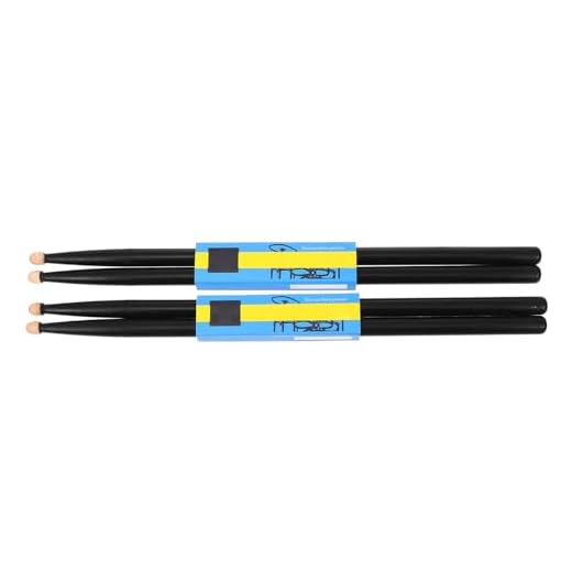 Ciieeo Baquetas de madera de arce 5A negras 4 piezas antideslizantes para instrumentos de percusión, ligeras y ergonómicas, ideales para principiantes y uso en batería y percusión