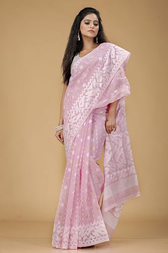 Image of OISHANI SAREE GHOR Women's Traditional Bengal Cotton Silk Soft Jamdani Saree - Beautiful design and Quality - Without Blouse Piece