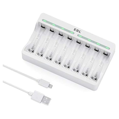 EBL 9010 Cargador de 8 Ranuras Individuales con Puerto USB Cover