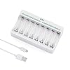 EBL Accu-oplader, 8-voudig, batterijlader AAA AA NiMH, NI-CD batterijen, USB-input 5 V 2 A snellader met led-display