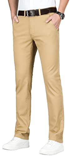 Essyshe Men’s Slim Fit Chino Pants Stretch Casual Khaki Pants For Men 011Khaki A29X28 #TOP2