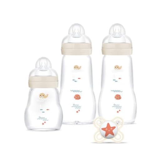 MAM Coffret Biberons Verre (3 Biberons verre + 1 sucette), Biberon MAM Feel Good en verre résistant à la chaleur, biberon verre pour nourrisson dès la naissance et sucette naissance en silicone