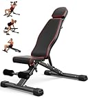 Adjustable Weight Bench for Bench Press, 880LBS Stable Workout Bench with Bench Press Rod/Extended Head, Foldable Weight Benches for Home Gym, Incline/Decline 90 Degree Bench Exercise Bench (Black)