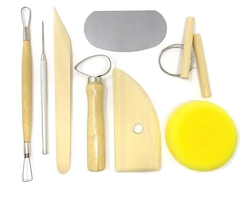 Qatalitic 8 Pcs Wooden Pottery Tool Kit with Sponge, for Sculpting Clay Tool Set, Includes Cutting, Modeling, Trimming, Smoothing, Cleaning, Carving and Shaping Tools-picture-26