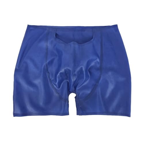 Pantalones cortos de látex azul para festivales de moda alternativa y noche