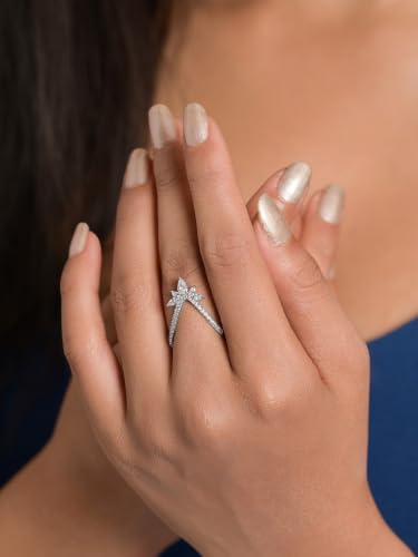 Image of Clara 925 Sterling Silver Vanki Adjustable Ring for Women Platinum Plated | Gift for Women & Girls | Rakhi Rakshabandhan Gift for Sister Bhabhi |Swiss Zirconia | Elegant Design