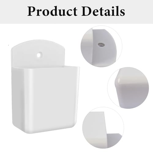 CYXZMYA 2er Set Fernbedienungs-Halterung weiß, Wandorganizer-Box mit Deckel – Aufbewahrungsbox für Fernbedienung, Stifte & Schlüssel (Wandmontiert für Zuhause/Büro)