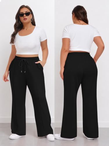 Women's Plus Size Wide Leg Sweatpants - image 2