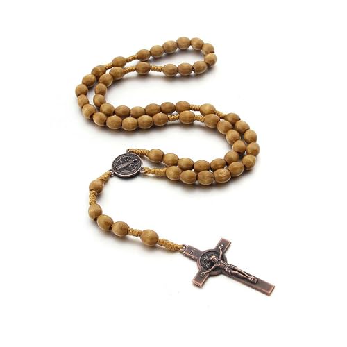 YUGUOLAN Rosenkranz Kette, Jesus Kreuz Kette, Rosenkranz Katholisch, Jesus Kette, Jesus Kreuz, Gebetskette, Rosary Necklace, Für Katholische Christen Religiöse Kommunion, Messe, Bibel (Hellbraun) YUGUOLAN Rosenkranz Kette, Jesus Kreuz Kette, Rosenkranz Katholisch, Jesus Kette, Jesus Kreuz, Gebetskette, Rosary Necklace, Für Katholische Christen Religiöse Kommunion, Messe, Bibel (Hellbraun)