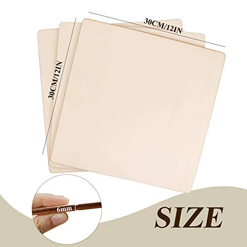 FSWCCK Unfinished Blank Square Wood Pieces, 5 Pack 6 mm 1/4" x 12" x 12" Craft Wood, Plywood Board Basswood Sheets, Perfect for DIY Projects, Drawing, Painting, Laser, Burning (5 Pcs 1/4" x 12" x 12")