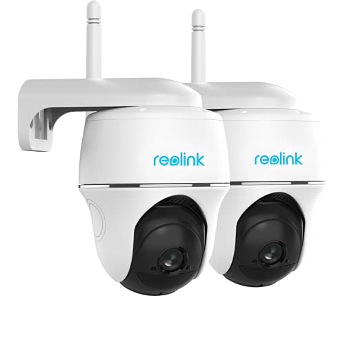 REOLINK Outdoor Wireless Pan Tilt Solar Battery Camera for Home Security, Starlight Color Night Vision with PIR Motion Sensor, 2-Way Talk, Support Alexa/Cloud/Local SD - Argus PT(2 Pack)