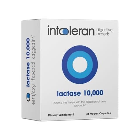 Intoleran Lactase 10,000 Digestive Enzymes - 36 Capsules | Supplement for Lactose Intolerance | Lactase Enzyme That Helps Digest Dairy & Lactose | High Dosed & Fast Acting | Pure & Vegan | Low FODMAP Cover