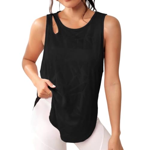 Débardeur de sport yoga imprimé géométrique à ourlet courbé pour femme