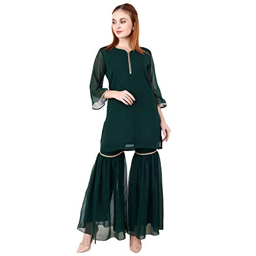 Image of POPWINGS Casual V-Neck Georgette Garara Set for Women