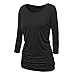 Produktbild Riou Langarmshirt Damen Tops Hemd Pure Longsleeve T Shirt Damen Frauen Tops Oberteile Hoodie Pullover Damen Sweatshirt Baumwoll Blusen Damen Tunika Herbst (M, Schwarz)