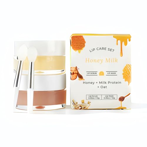 lip mask amp scrub sethoney  milk protein  oat overnight moisturizer for cracked amp dry lips care hydrating plumper kit sugar exfoliator gift for women