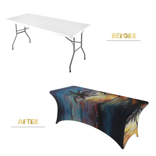 Housse de table rectangulaire infroissable EdWal en spandex tropical