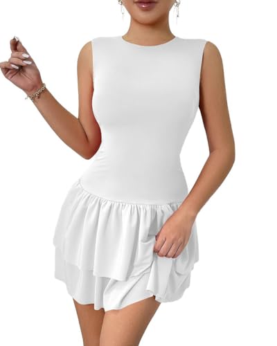 Mini robe de soirée sans manches légère à volants pour danser sans complexe
