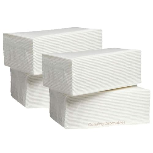 Pack of 100 Luxury White Paper Airlaid Disposable Paper Hand Towels/Napkins - 8 Fold (4x Packs of 25)