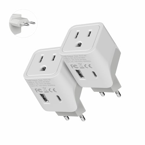 Ceptics European, Egypt Travel Adapter Plug with Dual USB...