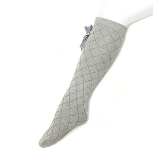 allydrew 4 Pack Knee High Princess Socks with Bow for Girls - Pink, White, Gray & Black2