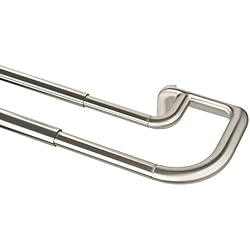 Umbra Twilight Barra para cortinas doble ajustable, 122-224 cm, Níquel mate