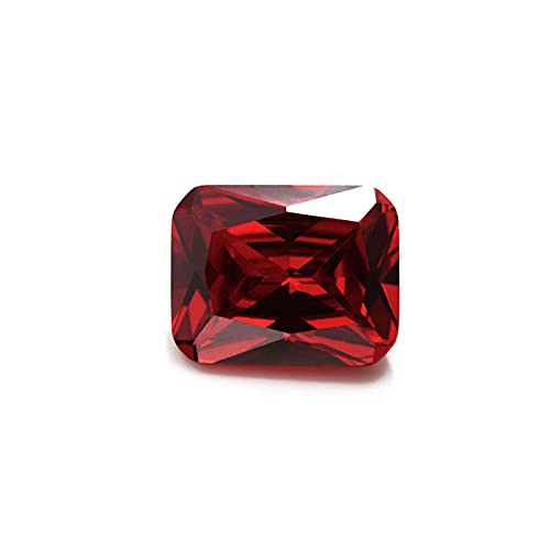 Acxico 2Pcs Exquisite Plgeon Blood Red Ruby Emerald Cut Loose Gemstone Gifts