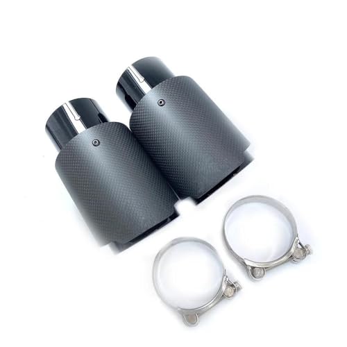 Silenciador tubo de escape de coche con brida recta y salida de carbono mate negro de 76 mm 2