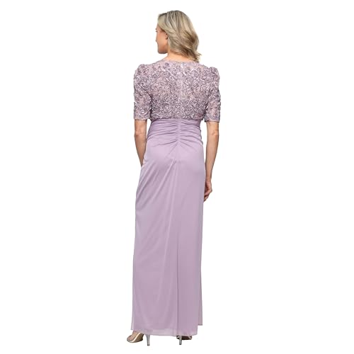 Image of Alex Evenings Women's Wedding Guest Dress with V-Neck Stretch Sequin Bodice and Empire Waist (Petite and Regular Sizes)