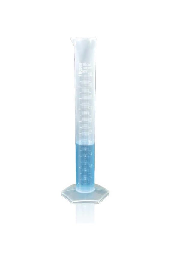 Laboratuvar Mezür Silindir, Plastik, Şeffaf, Kabartma Skalali, 250 ml, Altıgen Taban, Dereceli Ölçüm Kabı