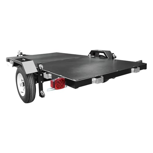 Image of 4x8 Single Axle Folding Utility Trailer 1383 lb Load Capacity, 8 ft Deck Length, 4 ft Deck Width Heavy-Duty Steel Frame, Compact Storage Design
