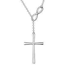 Infinity Cross Necklace, 925 Sterling Silver Cubic Zirconia Cross Jewelry Christian Birthday Baptism Gift for Women