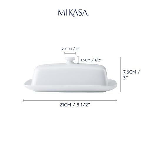 Mikasa Chalk Porcelain Butter Dish, Labelled, White - Image 2