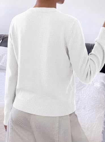 BTFBM Womens Sweaters Lightweight Long Sleeve Tops,White,XX-Large - image 3