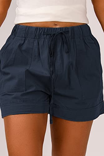 Lopie Womens Shorts Casual Summer Dressy Cotton Comfy Drawstring Elastic Waist Pocketed Lounge Pants2