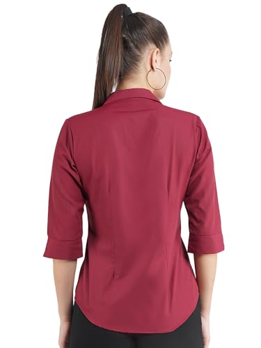 Image of Skyla Women's Cotton Rich Formal Shirt | 3 /4 Sleeve Office Wear | Regular Fit Business Casual Workwear