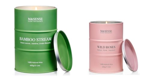 M&SENSE 2-Pack Bamboo & Wild Rose Candle Set