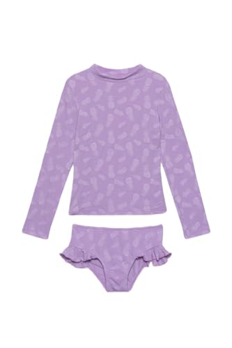 Image of Gottex Kids Toddler and Little Girls Pineapple Print Two Piece Rash Guard Long Sleeve Swimsuit UV Sun Protection Bathing Suit