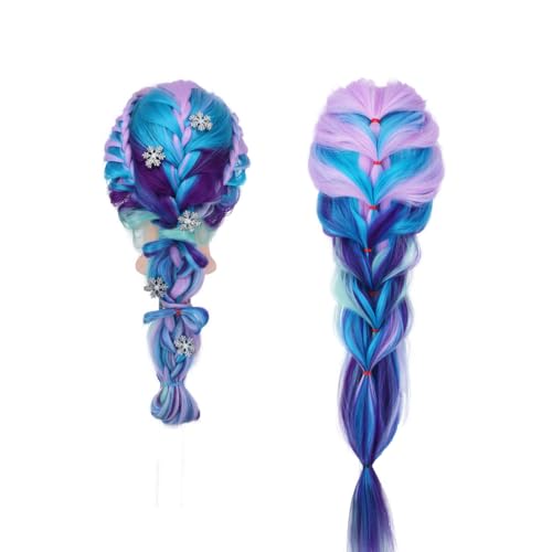 Mannequin Head with Hair piaou 29\'\' Doll Head for Hair Styling Cosmetology Mannequin Head for Braiding Practice Styling Hairdressing Training Heads with Clamp Holder (Cherry Blossom Four Colors) - Thumbnail 4