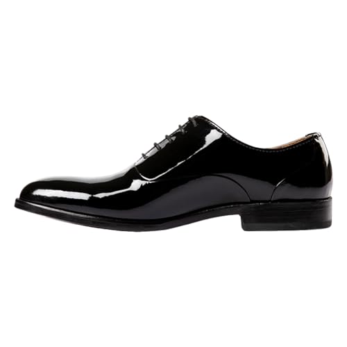 Men Dress Shoes | Genuine Leather Mens Black Oxford Dress Shoes Glossy Finish Comfortable Rubber Sole4