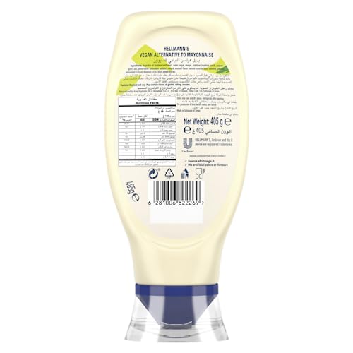 Hellmann's Vegan Mayonnaise, Plant Based, Without Eggs, Ideal As A Dip, Dressing Or Spread, 100% Recycled Plastic Bottle, 405g