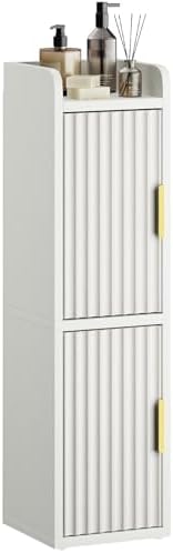 Yoobure Fluted Small Bathroom Storage Cabinet, Narrow Toilet Paper C...